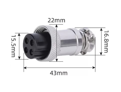Conector GX20 f&ecirc;mea circular 4 pinos - Imagem 1