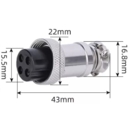 Conector GX20 f&ecirc;mea circular 4 pinos