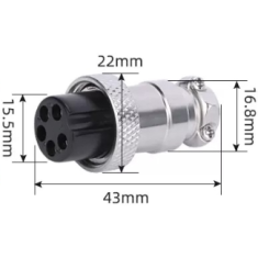 Conector circular de avia&ccedil;&atilde;o GX20 5 pinos f&ecirc;mea