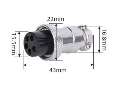 Conector circular de avia&ccedil;&atilde;o GX20 5 pinos f&ecirc;mea - Imagem 1