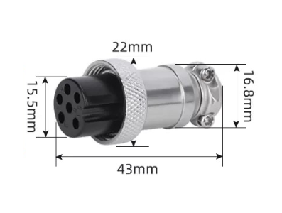 Soquete circular GX20 f&ecirc;mea de 6 pinos, conector aeron&aacute;utico - Imagem 1