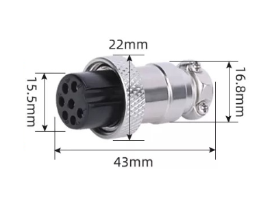 Conector circular GX20 7 pinos f&ecirc;mea - Imagem 1