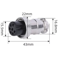 Conector circular GX20 7 pinos f&ecirc;mea