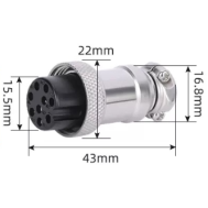 Conector Circular GX20 9 Pinos F&ecirc;mea (Aeron&aacute;utico)