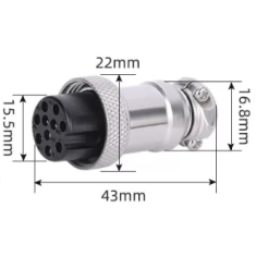 Conector circular de avia&ccedil;&atilde;o GX20 f&ecirc;mea 10 pinos