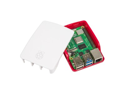 Gabinete oficial para Raspberry Pi 4B em ABS vermelho e branco - Imagem 1