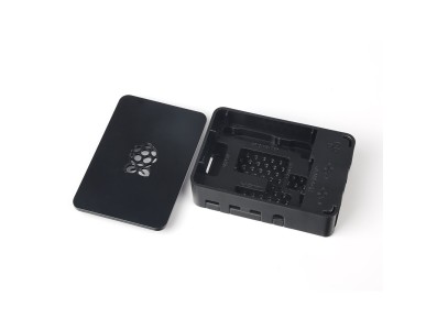 Gabinete em pl&aacute;stico ABS preto com logo para Raspberry Pi 4B - Imagem 4