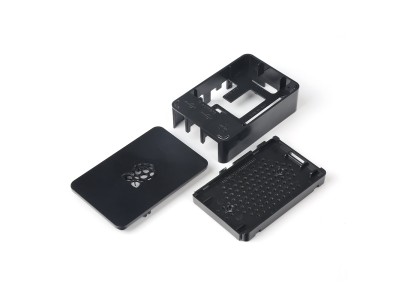 Gabinete em pl&aacute;stico ABS preto com logo para Raspberry Pi 4B - Imagem 1