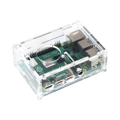 Gabinete acr&iacute;lico transparente para Raspberry Pi 4B com suporte para ventoinhas modelo 3007/3010