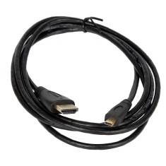 Cabo Micro HDMI para HDMI 1,8 m Preto em A&ccedil;o Revestido de Cobre para Raspberry Pi 4B