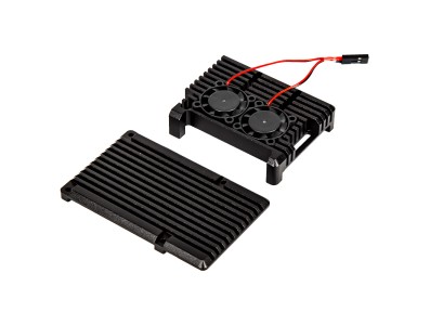Gabinete em alum&iacute;nio preto com dupla ventoinha para Raspberry Pi 4B - Imagem 4