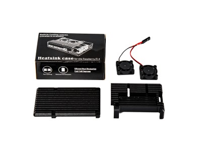 Gabinete em alum&iacute;nio preto com dupla ventoinha para Raspberry Pi 4B - Imagem 6