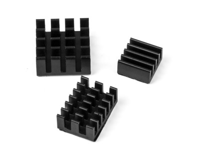 Conjunto de dissipadores 3 em 1 em alum&iacute;nio preto para Raspberry Pi 4B - Imagem 1