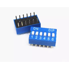 Chave 6 pinos azul com bot&atilde;o plano 2,54 mm