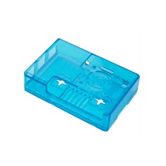 Gabinete ABS azul para Raspberry Pi 3B+/3B com abertura para GPIO de 40 pinos e suporte para ventoinhas instalado