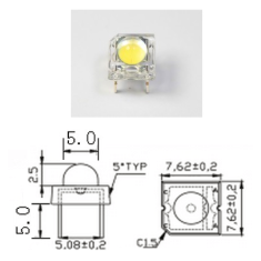 LED vermelho Piranha 5 mm, 4 pinos