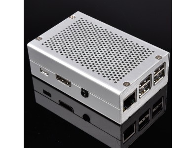 Case em liga de alum&iacute;nio prata brilhante com dissipa&ccedil;&atilde;o de calor para Raspberry Pi 3B/B+ - Imagem 2