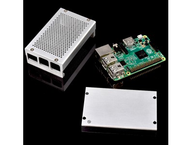 Case em liga de alum&iacute;nio prata brilhante com dissipa&ccedil;&atilde;o de calor para Raspberry Pi 3B/B+ - Imagem 4