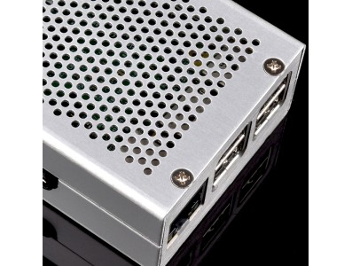 Case em liga de alum&iacute;nio prata brilhante com dissipa&ccedil;&atilde;o de calor para Raspberry Pi 3B/B+ - Imagem 1