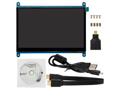 Painel LCD 7'' 800&times;480 com touch capacitivo, interface HDMI e USB para Raspberry Pi 3/4 - Imagem 1