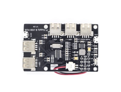 M&oacute;dulo de alimenta&ccedil;&atilde;o e hub USB com bateria de l&iacute;tio para Raspberry Pi e RP2040 - Imagem 1