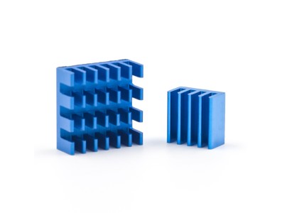 Conjunto de dissipadores de alum&iacute;nio azul para Raspberry Pi 3B/4B - Imagem 1