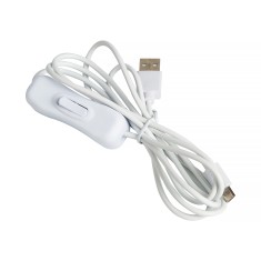 Cabo USB para Micro USB 1,5 m 5 V 2,5 A com interruptor liga/desliga e controle de energia branco, compat&iacute;vel com Raspberry Pi 3