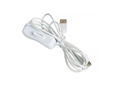 Cabo USB para Micro USB 1,5 m 5 V 2,5 A com interruptor liga/desliga e controle de energia branco, compat&iacute;vel com Raspberry Pi 3 - Imagem 1