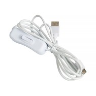 Cabo USB para Micro USB 1,5 m 5 V 2,5 A com interruptor liga/desliga e controle de energia branco, compat&iacute;vel com Raspberry Pi 3
