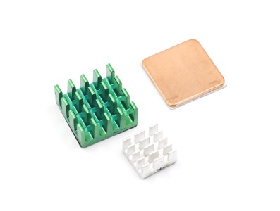 Dissipadores de alum&iacute;nio grande (verde) e pequeno (prateado) para Raspberry Pi - Imagem 4