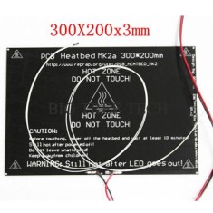Mesa Aquecida de Alum&iacute;nio MK2A 300 x 200 x 3 mm com Cabo e Termistor