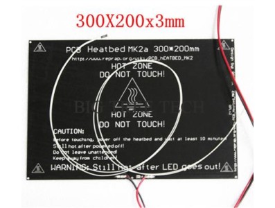 Mesa Aquecida de Alum&iacute;nio MK2A 300 x 200 x 3 mm com Cabo e Termistor - Imagem 1