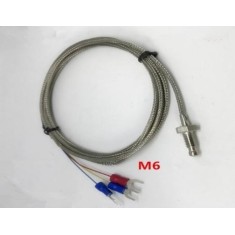 Sensor de Temperatura PT100 com Rosca M6 e Cabo de 1 m