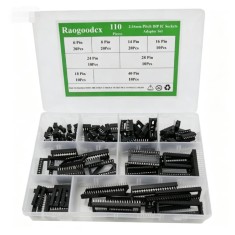 Kit com 110 Soquetes para Circuitos Integrados de 2,54 mm - Corpo Largo