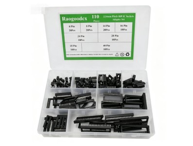 Kit com 110 Soquetes para Circuitos Integrados de 2,54 mm - Corpo Largo - Imagem 1