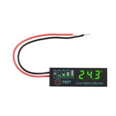 Indicador Digital de Carga para Bateria Chumbo-&Aacute;cido ou L&iacute;tio - 7 a 55 V, Verde