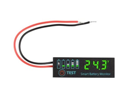Indicador Digital de Carga para Bateria Chumbo-&Aacute;cido ou L&iacute;tio - 7 a 55 V, Verde - Imagem 1