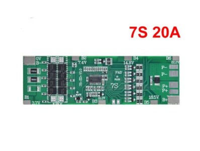 Placa a bateria do li-&iacute;on 18650 de 7S 20 A BMS protege a com fun&ccedil;&atilde;o de equil&iacute;brio - Imagem 1