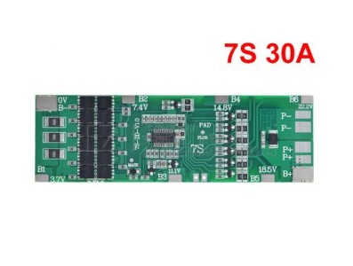 Placa a bateria do li-&iacute;on 18650 de 7S 30 A BMS protege a com fun&ccedil;&atilde;o de equil&iacute;brio - Imagem 1