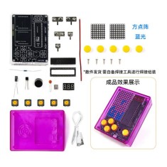 Kit Pixel console de jogos s 51 Microcontrolador Eletr&ocirc;nico DIY kit de Pr&aacute;tica de Solda Azul + Roxo