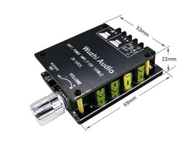 Placa amplificadora digital de pot&ecirc;ncia de &aacute;udio sem fio ZK-1002L 100 W * 2 mini Bluetooth 5.0 - Imagem 1