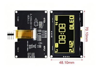 M&oacute;dulo de exibi&ccedil;&atilde;o LCD de 2,42 polegadas 128x64 OLED SSD1309 4 pinos IIC I2C interface amarelo - Imagem 1