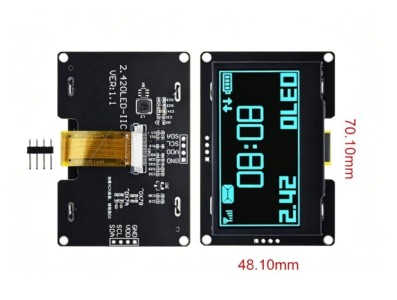 M&oacute;dulo de exibi&ccedil;&atilde;o LCD de 2,42 polegadas 128x64 OLED SSD1309 4 pinos IIC I2C interface azul - Imagem 1