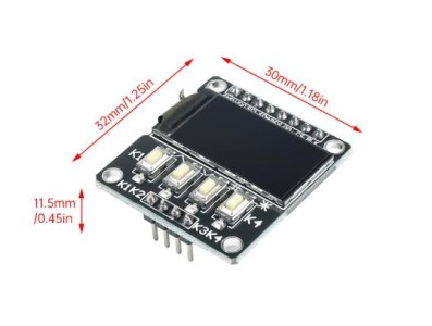 M&oacute;dulo de exibi&ccedil;&atilde;o LCD com tela colorida TFT de 0,96 polegadas 80 * 160 ST7735 driver com 4 bot&otilde;es - Imagem 1