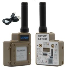 M&oacute;dulo sem fio marrom LILYGO TTGO Meshtastic T-Echo LoRa SX1262 868 MHz NRF52840 1.54 E-papel GPS RTC NFC...