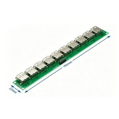 Placa de teste de cabo de dados USB 2.0 com 10 soquetes horizontal