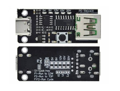 M&oacute;dulo 100 W 5 A USB-C de placa de gatilho de carga r&aacute;pida PD/QC Placa chamariz USB-A Sa&iacute;da - Imagem 1