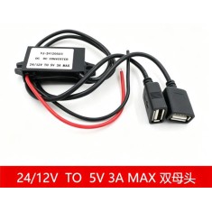 Conversor de energia 24 V/12 V a 5 V 3 A DC-DC M&oacute;dulo redutor de tens&atilde;o duplo USB
