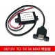 Conversor de energia 24 V/12 V a 5 V 3 A DC-DC redutor de tens&atilde;o m&oacute;dulo USB &uacute;nico com ouvido - Thumb 1