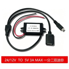 Conversor de energia 24 V / 12 V para 5 V 3 A M&oacute;dulo abaixador DC-DC USB + mini